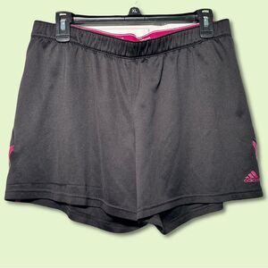 Adidas Black and Pink Athletic Shorts L